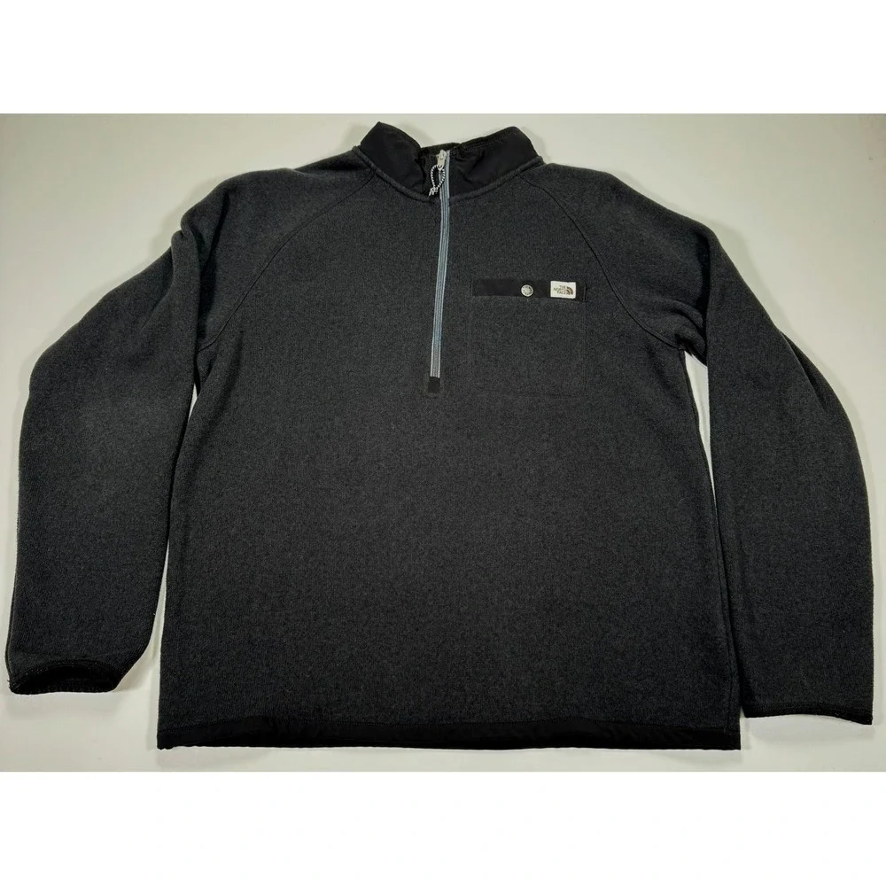 The North Face Fleece 1/4 Zip Pullover Men's L Charcoal Gray Mock Neck Outdoor